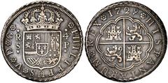 Felipe V (1700-1746) 1729. Felipe V. Sevilla. P. 4 reales. (Cal. 1150). 12,89 g. Rayitas. Golpecito en el canto en reverso. Pátina oscura. Buen ejemplar. Ex Colección Vigo, Áureo 01/03/2000, nº 435. E