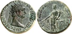 Monedas romanas / Roman coins (90-91 d.C.). Domiciano. Dupondio. (Spink 2786) (Co. 132) (RIC. 705). Pátina verde. 12,32 g. MBC+.