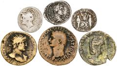 Lotes de conjunto / Lots Lote formado por 3 denarios, un sestercio, un dupondio y un as. Total 6 monedas. A examinar. RC/MBC.