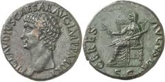 Monedas romanas / Roman coins (41-42 d.C.). Claudio. Dupondio. (Spink 1855 var) (Co. 2) (RIC. 94, ver nota). Leve raspadura en anverso. 13,77 g. (EBC).