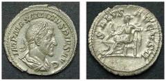 ROMAN EMPIRE MAXIMINUS THRAX, 235-238 No: 288 Rufpreis/Start price CHF 200 Denarius, 2,87 g. Roma, 235. Obverse: IMP MAXIMINVS PIVS AVG; Bust of Maximinus r. Reverse: SALVS – AVGVSTI; Salus, patera, s