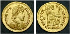 A COLLECTION OF ROMAN GOLD COINS THEODOSIUS I (379-395) AV-Solidus, 4.44 g. Sirmium, 393-395. Obv.: DN THEODOSIVS PF AVG Diademed, draped, cuirassed bust of Theodosius I r. Rev.: VICTORIA AVGG / S M /