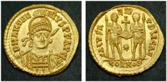 A COLLECTION OF ROMAN GOLD COINS ANTHEMIUS (467-472) AV-Solidus, 4.48 g. Milan and Ravenna, 468. Obv.: DN ANTHEMIVS PF AVG Diademed, helmeted, draped, cuirassed bust of Anthemius facing. Rev.: SALVS R