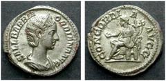 ROMAN IMPERIAL COINS ORBIANA, WIFE OF SEVERUS ALEXANDER AR-Denarius, 3.13 g. Rome. Obv.: SALL BARBIA ORBIANA AVG Diademed, draped bust r. Rev.: CONCORDIA AVGG Concordia seated l., holding patera and d