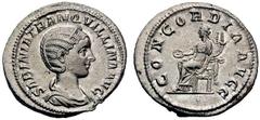 Roman Imperial Coins Sabina Tranquillina AR-Denarius, 3.60g. Antioch, 242-244 Obv.: SABINA TRANQUILLINA AVG Diademed, draped, bust r. Rev.: CONCORDIA AVGG Concordia on throne l., patera, cornucopia. R