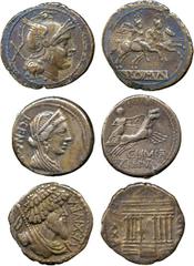 The Strickland Neville Rolfe Collection. Ancient Coins. Roman. Anonymous (after 211 BC), Silver Denarius, head of Roma right, rev dioscuri, 4.45g (Cr 44/5); P. Crepusius, C. Limetanus and L. Censorinu