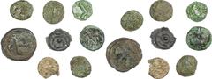 Ancient British Celtic Coins (8) Gold and copper alloy (c. 1st Century BC – 1st Century AD). Including one heavily corroded base gold ¼ Stater, two AE potins and other bronze denominations. Varying gr