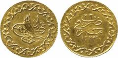 COINS of the ISLAMIC World . Ottoman. Mahmud II, Gold 10-Qurush, Misr 1223h, ry 29 , 0.75g (Pere 782). Extremely fine. £150-200