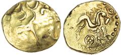 Celtic Celtic Gaul, Suessiones (c. 1st Century BC) AV Stater, 6.19g. Stylised head of Apollo right. Rev. Stylised horse right, wheel below, ornate ground line. (Scheers 26, class 1). Good Very Fine fo