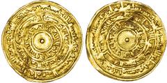 Fatimid, al?Mu'izz (AH 341?365 / 953?975 AD), gold Dinar, month of Jumada al?Awwal, AH 361 / 972 AD, Misr, 4.11g (N. 363). About Extremely Fine, slight wave to the flan.