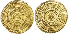 Fatimid, al?'Aziz (AH 365?386 / 975?996 AD), gold Dinar, AH 373 / 983/4 AD, al?Mahdiya, 4.07g (N. 751). About Very Fine, slight wave to the flan, clipped.