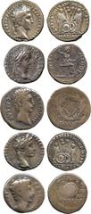 ANCIENT COINS. Augustus (27 BC – AD 14), Silver Denarii (4), revs Gaius and Lucius Caesar, shield between eagle and standard, wreath;Tiberius (AD 14-37), Silver Denarius , rev female figure. Toned, fa