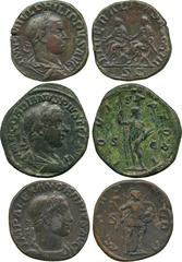 ANCIENT COINS. Third Century Sestertii (8), issues of Severus Alexander, Maximinus I, Maximus, Gordian III, Otacilia Severa and Philip II. Fair to fine . (8) Part of The David Heuer Collection, David 