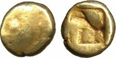 ANCIENT COINS. Ancient Greek. Ionia , Uncertain (c.600-550 BC), Electrum 1/24-Stater, unclear raised type, rev four-part incuse punchmark, 0.66g (see Waggoner/Rosen collection 324). Fine . £100-150