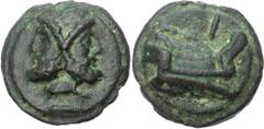 Ancient Rome Anonymous (c. 225-217 BC) AE Aes Grave As, Rome, 257.85g. Bearded head of Janus, no mark of value, on a raised disk. Rev. Prow of a galley right, I (mark of value) above, all on a raised 