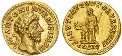 Ancient Rome Marcus Aurelius (AD 161‑180) AV Aureus, mint of Rome, AD 163‑164, 6.82g. Marcus Aurelius (AD 161‑180) AV Aureus, mint of Rome, AD 163‑164, 6.82g. M ANTONINVS AVG IMP II, laureate head of 