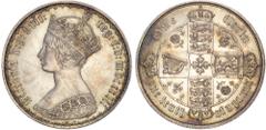 Great Britain Victoria (1837-1901), 'Gothic' Florin, MDCCCLII [1852] Victoria (1837-1901), 'Gothic' Florin, MDCCCLII [1852], Gothic bust left, rev. crowned shields cruciform, emblems in angles, (ESC 8