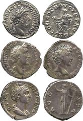 ANCIENT COINS. ROMAN. Faustina I, under Antoninus Pius (AD 138-161), Silver Denarius, Rome, after AD 141, rev Ceres (RIC 361), very fine ; Marcus Aurelius as Caesar, Silver Denarius, Rome, AD 140, lau