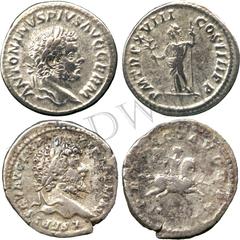 ANCIENT COINS. ROMAN. Septimius Severus (AD 193-211), Silver Denarius, rev the emperor on horseback; Caracalla (AD 211-217), Silver Denarius, Rome, AD 215, rev Pax (RIC 268); Gordian III (AD 238-241),