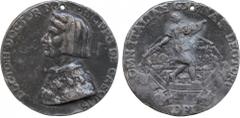 FOREIGN COMMEMORATIVE MEDALS. Other Properties. Italy. Filippo Cassoli (d. 1391), jurist, diplomat and poet, doctor and professor, cast Lead Medal, by the medallist DPI (c.1490), bust left wearing rol