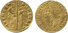 WORLD COINS. VENETIAN DUCATS AND ZECCHINI AND THEIR IMITATIONS. Marc’Antonio Trevisan (1553-1554), Gold Zecchino, 3.46g (Paol 1; Gig 33). Very fine and very rare. £400-500