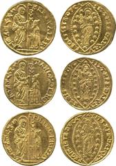 WORLD COINS. VENETIAN DUCATS AND ZECCHINI AND THEIR IMITATIONS. Gold Zecchini (3), for Francesco Erizzo (1631-1646), Francesco Molin (1646-1655) and Bertucci Valier (1656-1658), 3.49g, 3.50g, 3.50g (P