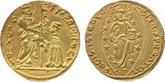 WORLD COINS. VENETIAN DUCATS AND ZECCHINI AND THEIR IMITATIONS. Order of St John of Jerusalem in Rhodes. Fabrizio del Carretto (1513-1521), Gold Ducat, Grand Master kneeling left, receiving the Order 