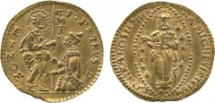WORLD COINS. VENETIAN DUCATS AND ZECCHINI AND THEIR IMITATIONS. Order of St John of Jerusalem in Malta. Pietro del Monte (1568-1572), Gold Zecchino, Grand Master kneeling left and receiving the Order 