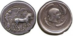 ANCIENT COINS. A Selection of Syracuse Tetradrachms from an Old Collection. From the Pozzi Collection and Published by Boehringer. Sicily, Syracuse (Deinomenid Tyranny, 485-466 BC), Silver Tetradrachm