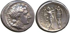 ANCIENT COINS. Greek Coins. Other Properties. Sicily, Syracuse, Agathokles (317-289 BC), Silver Tetradrachm, struck c.305-295 BC, KOPA Σ , head of Kore facing right, wearing a wreath of grain-ears in 