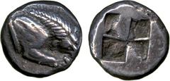 ANCIENT COINS. Ancient Greek Coins from the Roderick T Williams Collection. Lucania, Velia (c.535-490 BC), Silver Drachm, forepart of lion right, tearing at leg of a stag, rev quadripartite incuse squ