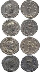 ANCIENT COINS. Roman Coins. Mint of Rome, unless otherwise stated. Elagabalus (AD 218-222), Silver Denarius, rev Salus; Severus Alexander (AD 222-235), Silver Denarius, rev Providentia; Maximinus I (A