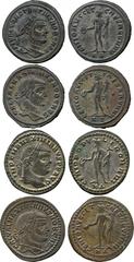 ANCIENT COINS. Roman Coins. Mint of Rome, unless otherwise stated. Maximian (AD 286-305), AE Follis, Cyzicus, c. AD 297-9, rev Genius (RIC 12b); Constantius I (AD 305-306), Follis, Cyzicus, similar (R