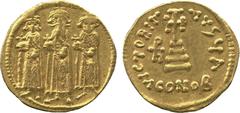 ANCIENT COINS. A Collection of Byzantine Gold Coins . Mint of Constantinople, unless otherwise stated. Heraclius, Heraclius Constantine and Heraclonas (AD 639-641), Gold Solidus, crowned standing figu