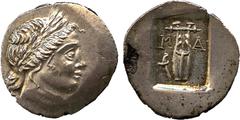 ANCIENT COINS. Greek. Lycia, Masikytes (after 168 BC), Silver Drachm, laureate head of Apollo right, rev M-A , lyre, burning torch on left, all within incuse square, 1.80g, 11h (Troxell 99; BMC 5; cf 