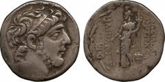 ANCIENT COINS. Greek. Kingdom of Syria, Antiochos IX (114/3-95 BC), Silver Tetradrachm, mint of Tripolis, struck 105/4 BC, diademed head right, rev BA ΣΛ IE ΩΣ ANTIOXOY / Φ I Λ O Π ATOPO Σ , Tyche, we