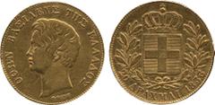 G. FOREIGN COINS. Greece. Otho, Gold 20-Drachmai, 1833, Munich mint (KM 21; F 10). Very fine. £600-800