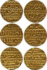 ISLAMIC COINS. Burji Mamluk. al-Ashraf Barsbay, Gold Ashrafi (3), mint off flan, 84xh, 3.42g, al-Qahira (2), date off flan, 3.42g, 3.40g (Balog -; A 998). All good very fine. (3) £350-400