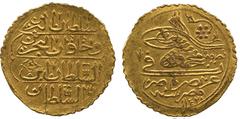 ISLAMIC COINS. Ottoman. Mahmud I, Gold ½-Zar-i Mahbub, Misr 1143h, obv nisf, rev ‘ayn, 1.29g (Pere 564). About extremely fine and rare £300-350