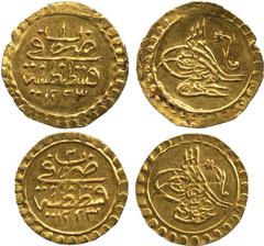 ISLAMIC COINS. Ottoman. Mahmud II , Gold ¼-Funduq (2), Qustantaniyya 1223h, ry 1, 0.79g and ry 2, 0.70g (Pere 751). Both extremely fine. ( 2) £120-250