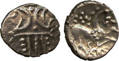 BRITISH COINS. Ancient British. Iceni, SAENU (early to mid 1st Century AD), Silver Unit, AD 50-55, double crescents back to back with two pellets between and lines and rows of pellets extending outwar