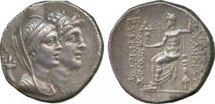 ANCIENT COINS. Greek. Kin gdom of Syria, Seleucid Kings, Alexander I Balas, with Cleopatra Thea (152-145 BC), Silver Tetradrachm, mint of Ake-Ptolemais, struck c.150 BC, diademed and veiled bust of Cl