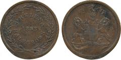 † AFRICA. St Helena. East India Company, Copper Pattern ½-Crown, 1833, obv EIC arms, rev ST HELENA and denomination around date, within wreath (Vice FT 7; KM Pn3). Crudely plugged through wreath and b