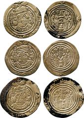 ISLAMIC COINS. Arab Sasanian. Khusraw II type, Silver Drachm, YZ = Yazd 47h, 2.33g (Walker p.19:24; A 5); Silver Drachms (2), BYSh = Bishapur 50h, 2.50g and 49h, 2.75g (Walker p.21:33, 21:30; A 5, B6)