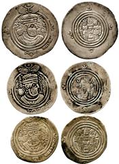 ISLAMIC COINS. Arab Sasanian. ‘Abd Allah b. Amir, Silver Drachm, DAP = Fasa 43h, 4.10g (Walker p.48:70; A 6); Ziyad b. Abi-Sufyan, Silver Drachms (2), DA Darabjird 43h, 2.97g and NY = ? 52h, 2.54g (Wa