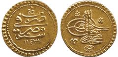 ISLAMIC COINS. Ottoman. Mahmud I, Gold Funduq, Misr 1143h, m-m, 3.46g (Pere 559). Extremely fine. £200-250