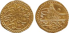 ISLAMIC COINS. Ottoman. Mustafa III, Gold Zar-i Mahbub, Misr 1171h, mim-sad, 2.57g (Pere 622). Extremely fine. £200-250