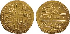 ISLAMIC COINS. Ottoman. Mustafa III, Gold Zar-i Mahbub, Misr 1171h, 6 mim-dal, 2.60g (Pere 622). About extremely fine. £180-220