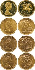 G BRITISH COINS, MILLED GOLD SOVEREIGNS, Elizabeth II, Gold Sovereigns (4), Post-Decimalisation, 1974, 1976, 1978, designed by Arnold Machin, second crowned and draped bust right, elizabeth. ii. dei. 