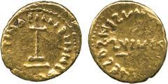 Islamic Coins, Arab-Byzantine , Umayyad / Arab-Byzantine Coinage, Globular Gold ⅓ -Dinar, African mint, 704-714 AD, pillar with bar, 1.38g (A 121; cf Ber 25). Good very fine, a little off centre, scar
